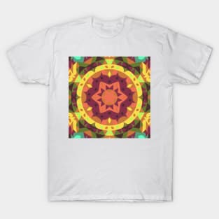 Retro Mandala Flower Purple Orange and Green T-Shirt